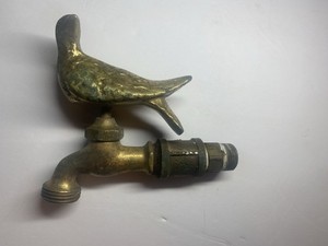 Vintage Solid Brass Figural Bird Water Spigot Outdoor Garden Faucet