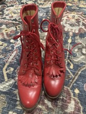 Justin Size 7 B Roper Kiltie Lace Up Red Women's Western Boots