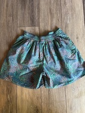 Tea Collection Girls Flowy Green Garden Print 100 Cotton Shorts Sz 7