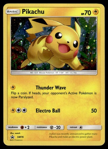 2017 Sun & Moon Black Star Promos Pokemon Pikachu SM76 NM