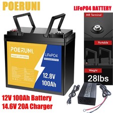 12.8V 100Ah LiFePO4 Lithium Battery  Charger 14.6V 20A for RV Off-Grid 100A BMS