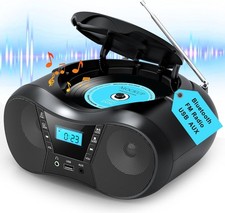 Portable Boombox CD Players with Bluetooth CD Player FM Radio Combo Stereo Sound
