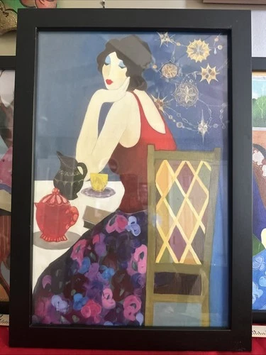 After Tarkay Canvas Framed Print  14”x 20” Izchak Tarkay