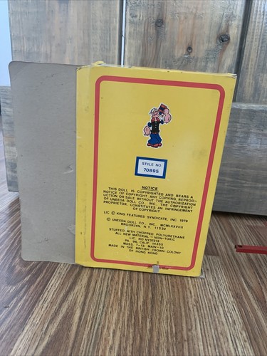 UNEEDA POPEYE THE SAILOR PLUSH TOY FIGURE STUFFED MATERIAL W/BOX HONG KONG - Picture 3 of 10