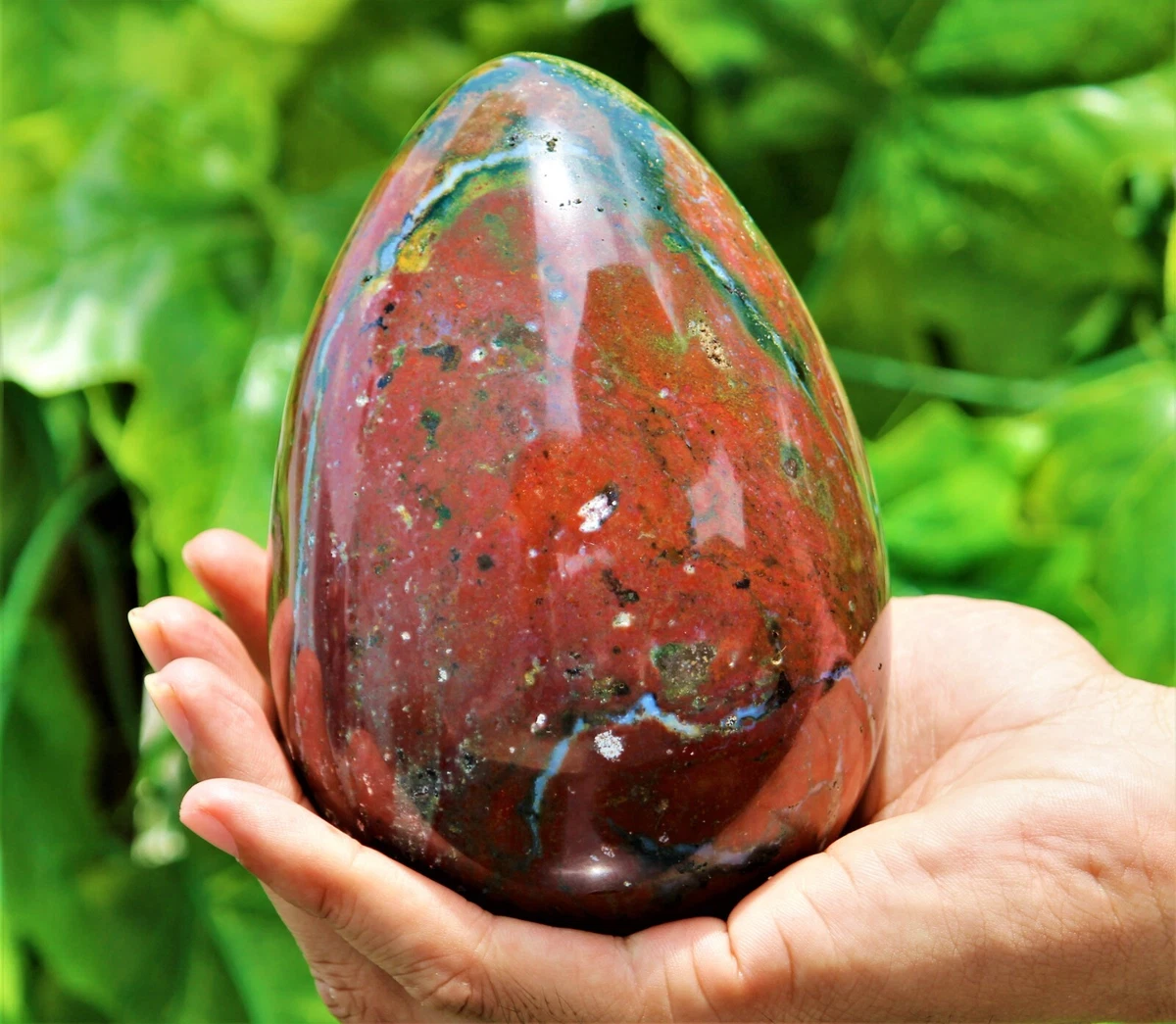 Superb 120MM Natural Red Ocean Jasper Crystal Chakras Healing Energy Stone  Egg