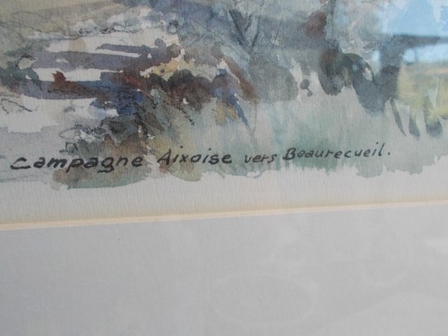 Watercolor Aix en Provence Beaurecueil signed Lasbouygues - Picture 4 of 6