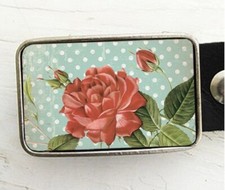 Floral Belt Buckle, vintage rose belt buckle