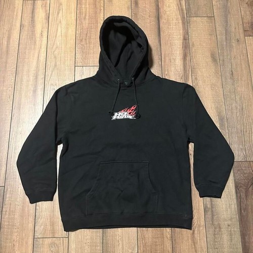 Y2K no fear black and red flames graphic hoodie sweatshirt