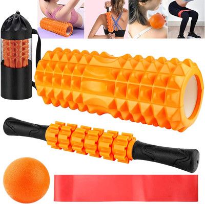 Faszienrolle, 5 in 1 Foam Roller Faszienrolle Sets Mit Massageroller Stab Faszie
