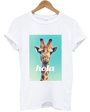 HOLA GIRAFFE FUNNY STREET WEAR HIPSTER SUMMER DOPE SWAG TOP MEN KID WOMEN