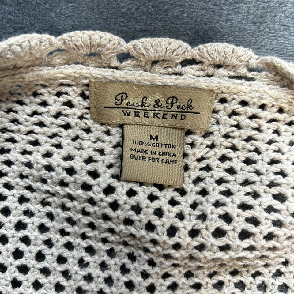 Cardigan Lace Women’s Sweater Peck & Peck Collection Cream Spring Summer Medium - Image 2 of 4