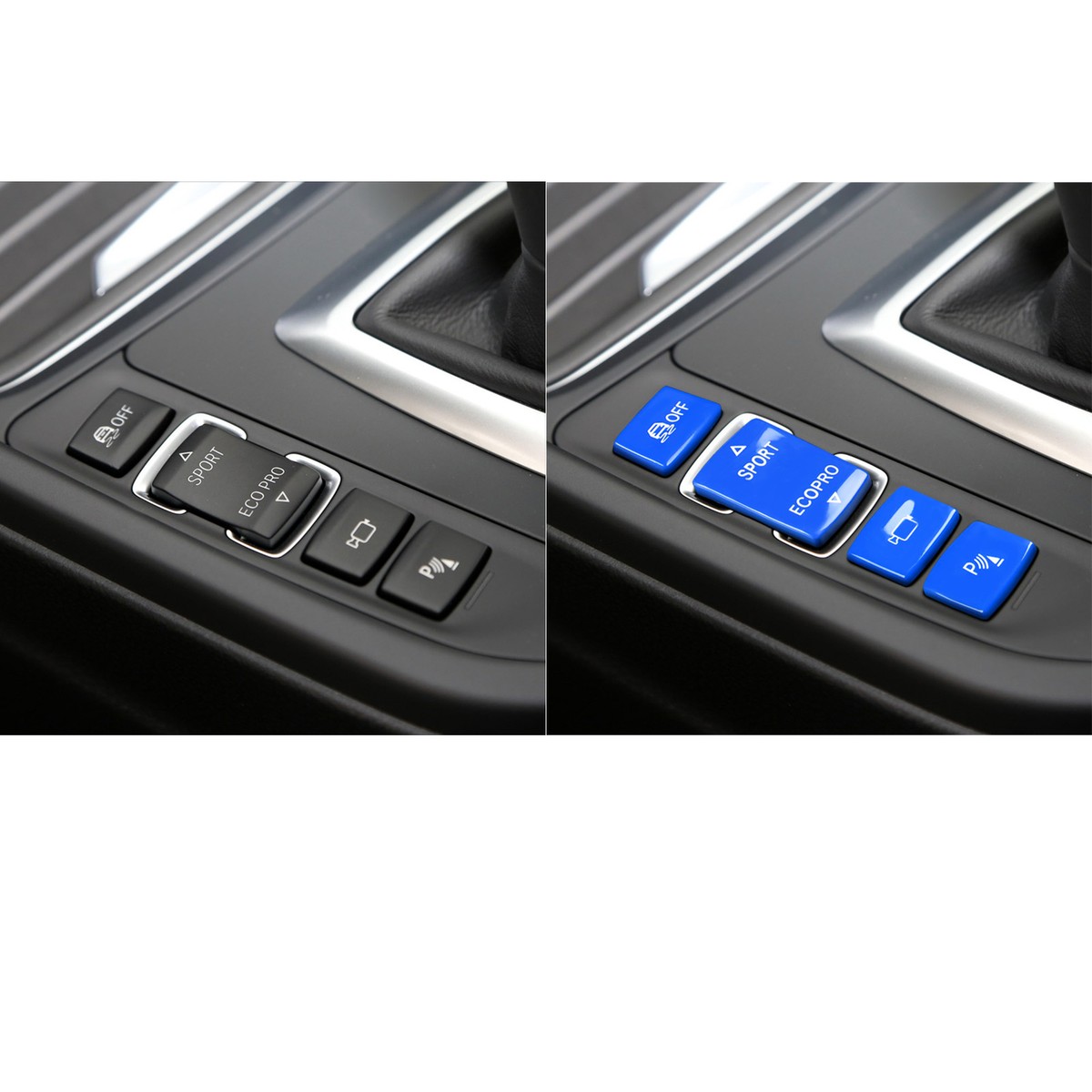 4X Blue Gear Button Trim Cover set for BMW F20 F30 320i 330i 335i