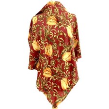 UNBRANDED FLORAL BOHEMIAN RED HAND ROLLED SQUARE silk scarf 37/33 in  A68