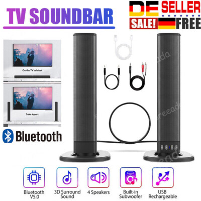 Wireless Bluetooth Soundbar 3D-Stereo TV Sound System Heimkino Lautsprecher DE