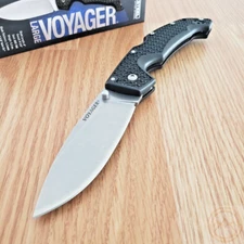 Cold Steel L Voyager Folding Knife 4" AUS-10A Steel Blade Black Griv-Ex Handle