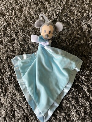 Disney Store Mickey Mouse blau weicher Rand Baby Bettdecke Schnuller Decke Spielzeug NEU