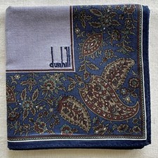 Vintage Handkerchief Plain light Blue Cotton Border Paisley Pocket Squarec 18"