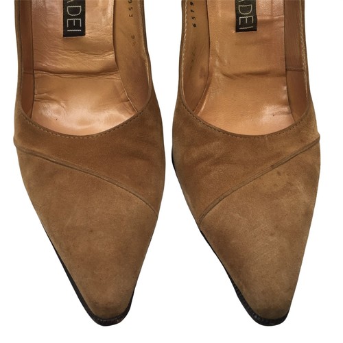 Casadei Wildleder 105 mm Pumps Größe 9,5 AA braun Damen klobig hoher Absatz Schuhe Italien - Bild 11 von 12