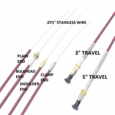 Universal Utility Cable, .075" SS Exposed Core (choose end and travel options)