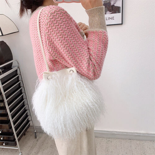 Bolso bandolera bandolera de piel de cordero mongol real para mujer - Imagen 5 de 29