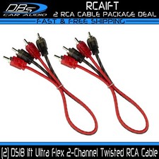 2x DS18 1 ft 2-Channel RCA Cable Shielded Twisted Audio Signal Interconnecter