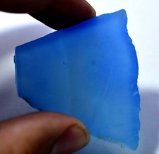 Untreated 86.65 Ct Natural Chalcedony Deep- Blue Translucent Superb Rough Slab