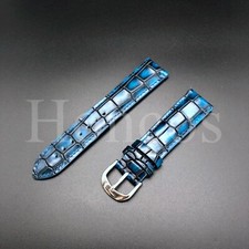 18 20 22MM Vintage Genuine Leather Alligator Watch Strap Band Fits For Rolex BLK