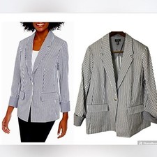 JONES NEW YORK Ink Ivory Striped Blazer