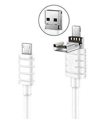 2 Micro USB OTG Adapter Sync Charging Cable Android Data USB 3ft Black & White