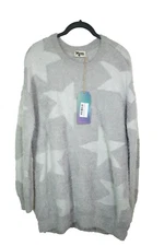 Show Me Your Mumu Leighanne Sweater Fuzzy Star Knit Gray Women's Size XS NWT