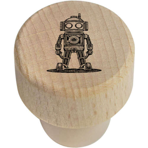 19 mm 'Clockwork Steampunk Roboter' Holz Flaschenstopper/Kork (BS00027318) - Bild 1 von 5