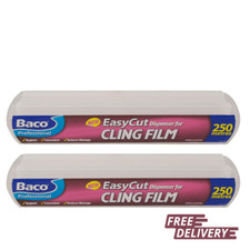 2 Bacofoil Professional EasyCut Dispenser and Cling Film Wrap 250m