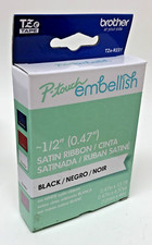 Brother P-touch Embellish Black Print on White Satin Ribbon TZER231      Wide