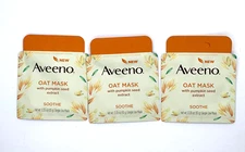 Aveeno Oat Mask with Pumpkin Seed Extract Soothe 3 Single Use Mask .35 oz