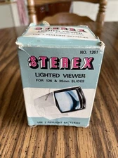 Sterex Lighted Viewer For 126 & 35mm Slides No. 1261 With Box Battery Corrosion