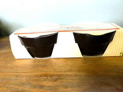 Le Creuset Enameled Stoneware Set of 2 Ramekins 8 oz Chocolate Brown with BOX