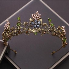 Luxury Women's Floral Tiara Forest Queen Crystal Vintage Gold Crown Vintage Hair