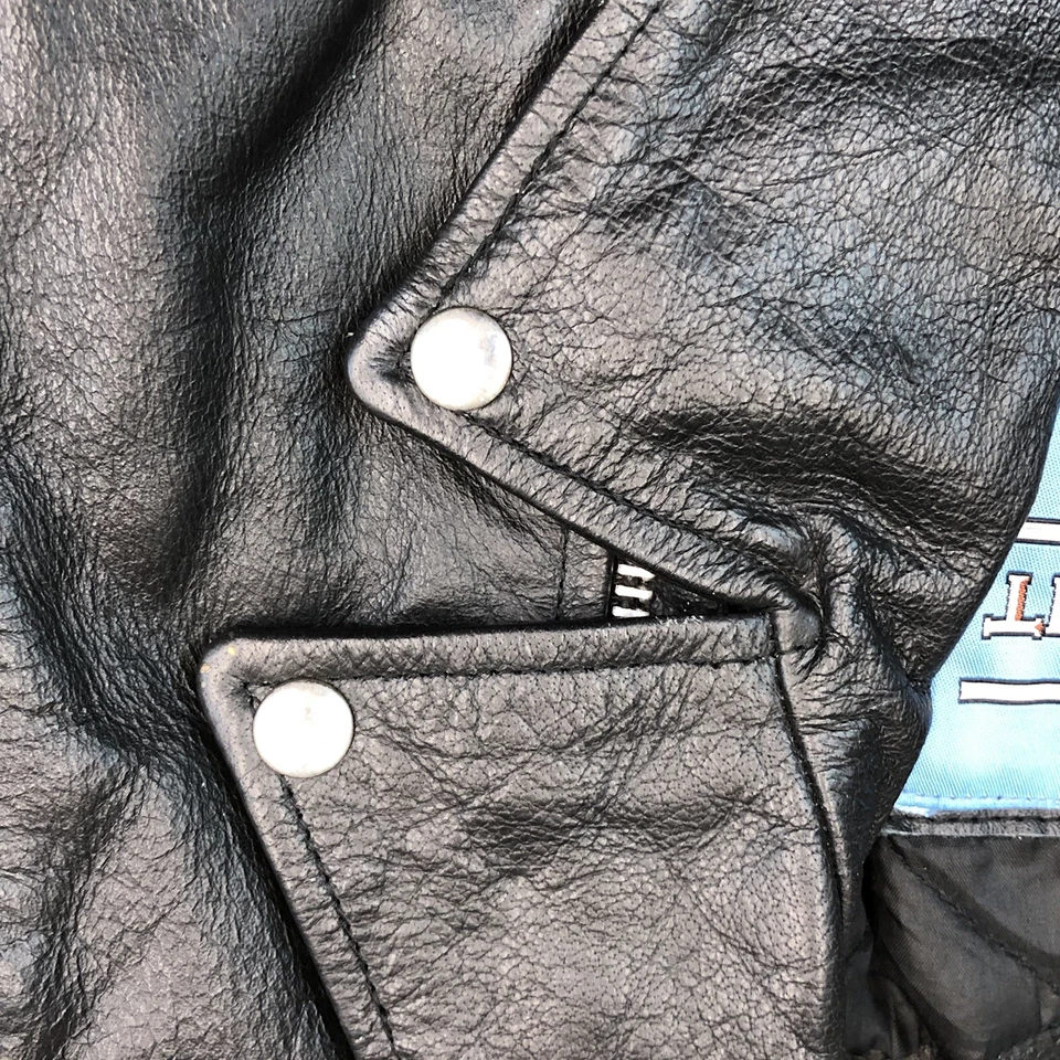 Chaqueta de motocicleta vintage X Element mediana negra de cuero con cremallera asimétrica EE. UU. Foto 4 de 4