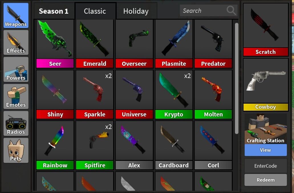 MM2 ENTIRE INVENTORY (HALLOWEEN, COWBOY, MORE)