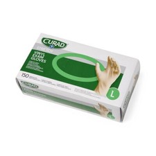 CURAD Stretch Vinyl Exam Gloves, Size Large, Box of 150