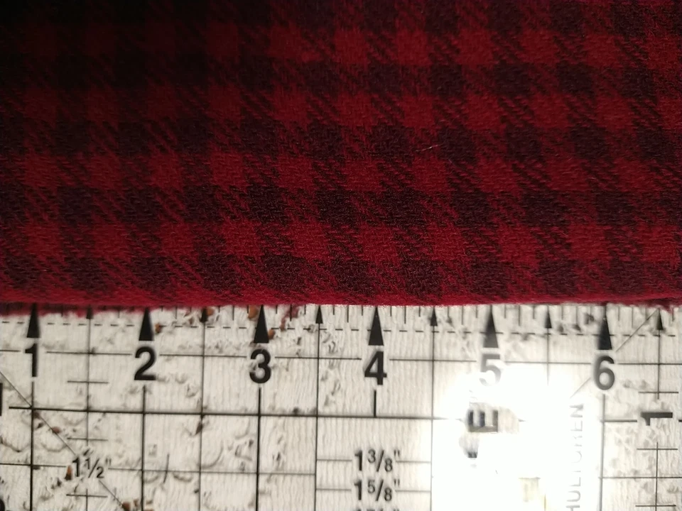 Red on Red Gingham Check Design Midweight Wool Fabric 16" Long x 58" Wide - Image 2 of 4