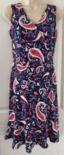 Talbots Womens SP Paisley Print Cotton V Neck Fit Flare Sheath A Line Dress BNWT
