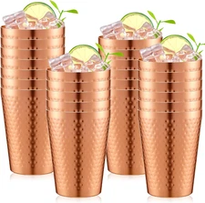24 Pcs Anodized Hammered Copper Tumbler 14 Oz Aluminum Iced Coffee Cold Drink Cu