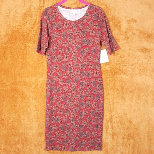 LULAROE Kleid Damen klein rot JULIA Blumen Midi Stretch Pullover Bleistift