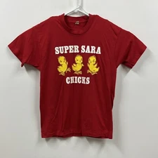 Vintage Screen Stars Shirt Mens Xl 1980s Red Short Sleeve Single Stitch Chicks