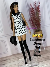 5PCS For Fashion Royalty Integrity Poppy Parker NuFace Dolls Dress Shoes Bag 1/6