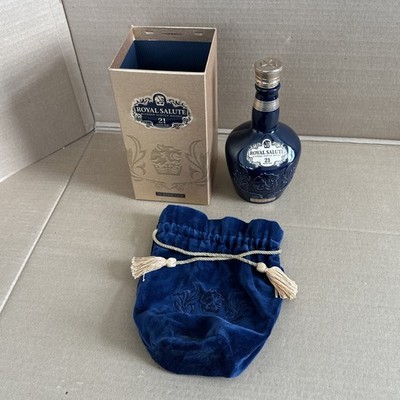 Royal Salute 21 Years Scotch Whisky Empty Bottle Sapphire Flagon with Box & Bag