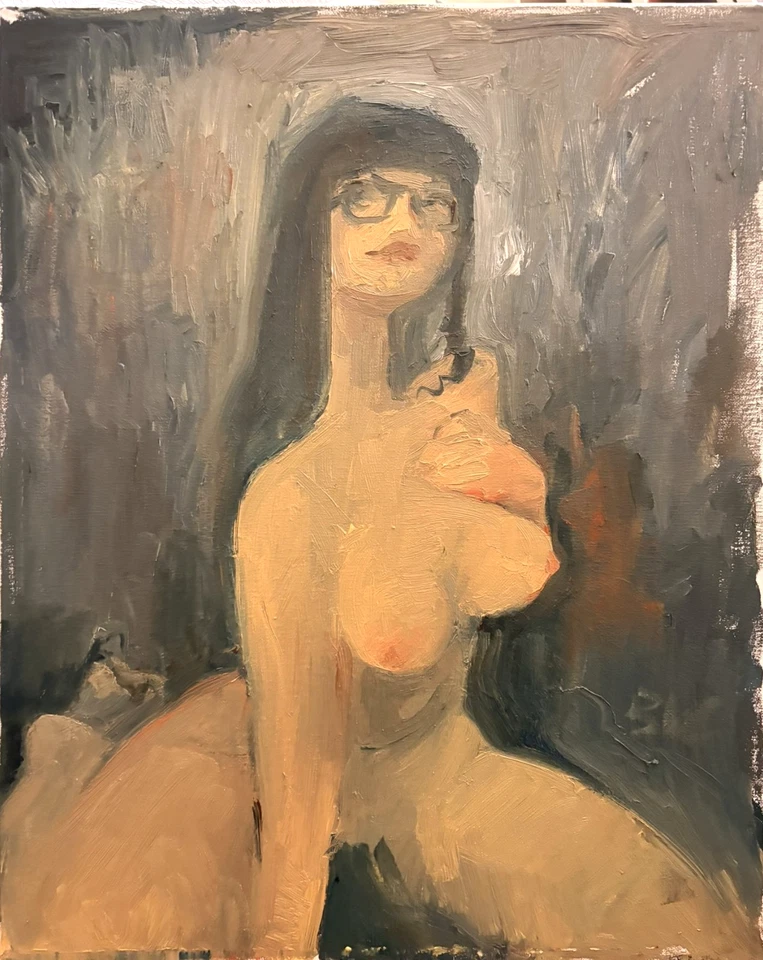 Boudoir Figure Portrait Cubism Disney Oil Painting 16x20 Canvas Original Signed - Image 2 of 3