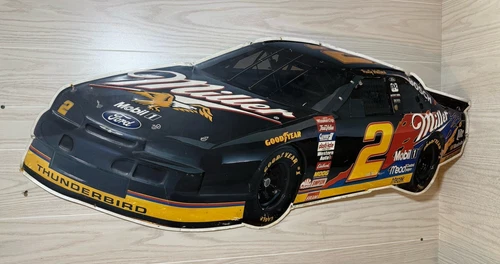 VTG Rusty Wallace #2 Miller Beer Race Car Ford Thunderbird Metal Hanging...