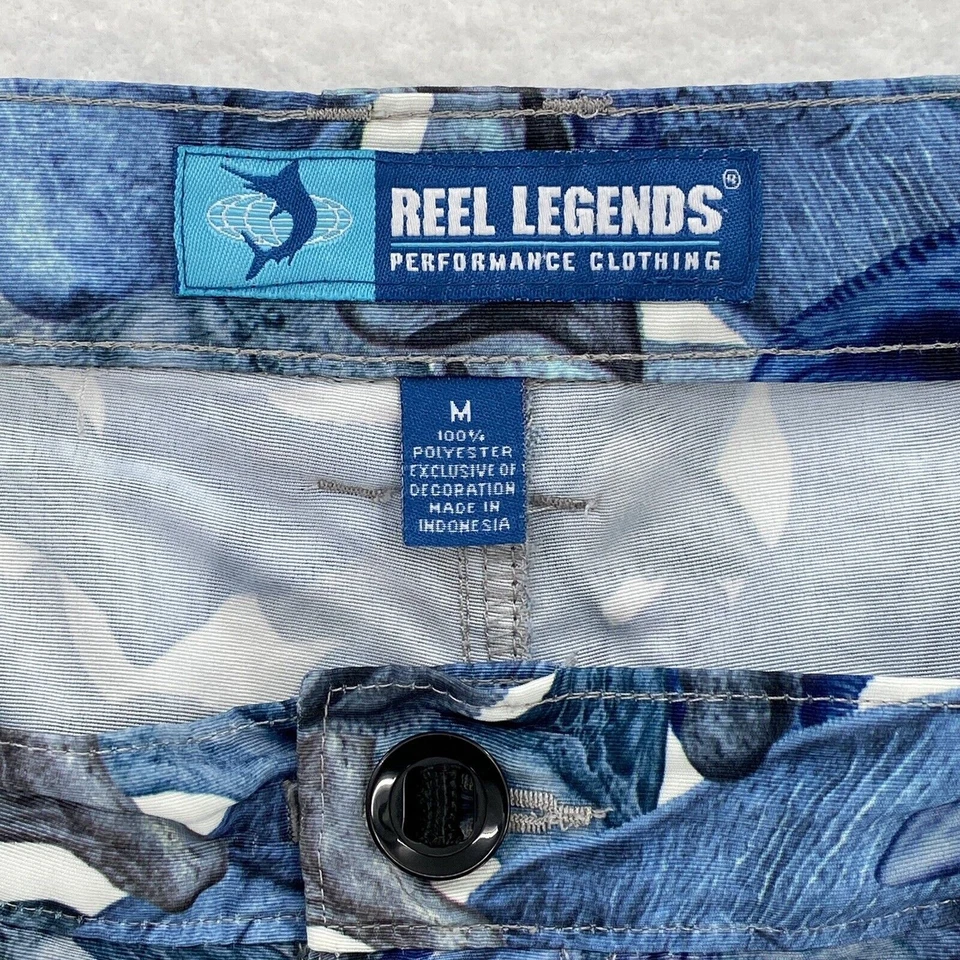 Bañador Reel Legends Para Hombre Mediano Azul Dientes de Tiburón Board Shorts Foto 3 de 4